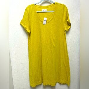 Lou & Grey for LOFT NWT Cotton Dark Yellow Gold T-Shirt Dress Women’s Large